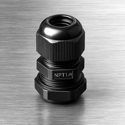 MGI SpeedWare 1/4" NPT Strain Relief Nylon Cord Grip Cable Glands, Black Plastic Grommet 20-Pack
