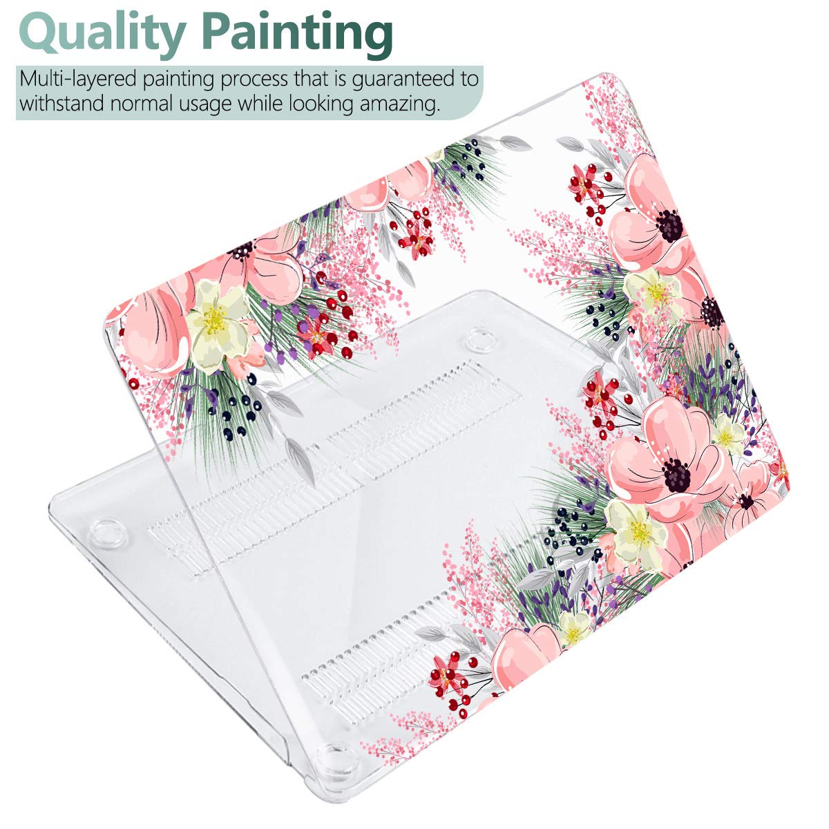 Laptop Case for MacBook Air 13 2020 2019 2018 with Touch ID & Retina Display Floral Series Hard Shell with Keyboard Cover Screen Protector for New Mac Air 13.3 inch A2337 A2179 A1932, Beautiful Floral