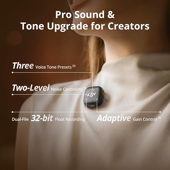 DJI Mic 3 Transmitter, Wireless Mini Microphone for iPhone/Camera/Android, Lightweight & Intuitive, Lavalier Microphone, 32-bit Float, Integrated Timecode, Vlog, Interview, Streaming