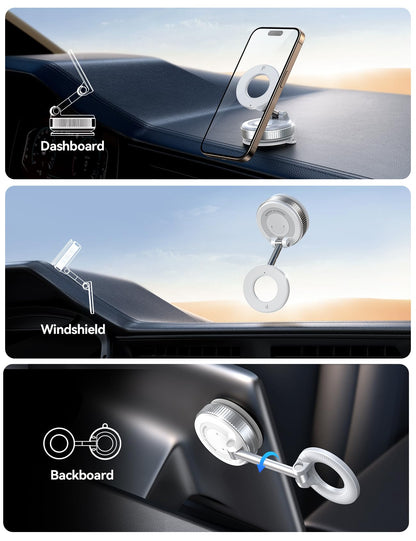 JOYROOM Vacuum Magnetic Car Phone Holder, Strongest Suction Cup 360° Adjustable Magsafe Car Phone Mount, Foldable Cell Phone Holders for Your Car for iPhone 16 Pro Max 15 14 13 12 Plus/Android