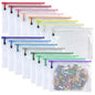 Oaimyy-16Pcs, 7" x 11" inches Mesh Zipper Pouch, Plastic Zip File Folders Puzzle Bags for Organizing,for Office Supplies,Travel,Home Storage-Multicolor