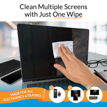 iCloth Screen Cleaner Wipes Individually Wrapped Travel Size Streak-Free (24 Large Wipes)