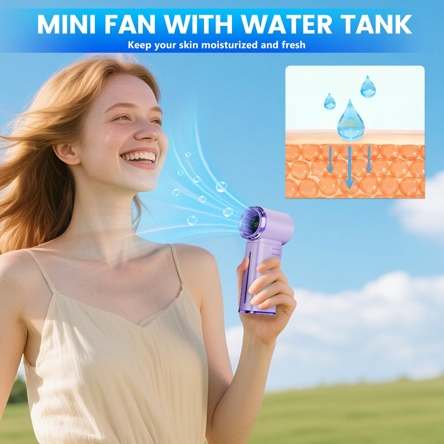 GOSALISU Small Handheld Fan Portable Hand Held Fan, Purple