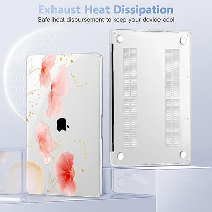 Case for MacBook Pro 13 inch with/Without Touch Bar (2016-2022, M2 A2338 M1 A2289 A2251 A2159 A1989 A1706 A1708), Hard Shell + Keyboard Cover + Dust Plug, Spring Floral
