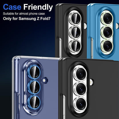 Avocase for Samsung Galaxy Z Fold 7 Camera Lens Protector, Individual Metal Ring Tempered Glass Lens Cover, [Strong Adsorption] Scratch Resistant Ultra-Thin HD Clear Lens Cover, 1 Set-Deep Blue