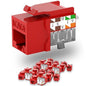 Keystone Jack Cat6 Slim (25 Pack), Keystone Jacks 90 Degree, RJ45 Keystone Jack Punch Down Red, Cat6 Jack compatiable for Network WallPlate or Patch Panels