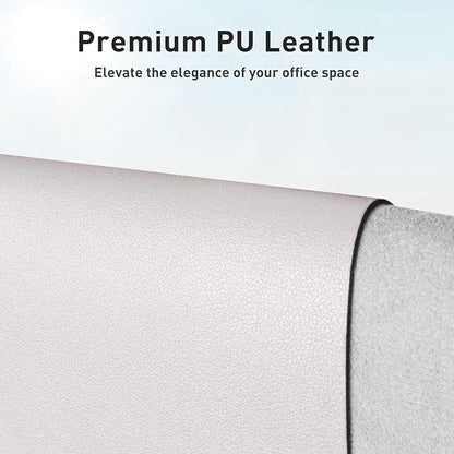 Aothia Large PU Leather Desk Pad Protector – Non-Slip Mouse Pad & Writing Mat for Office/Home, Waterproof, Easy to Clean (23.6" x 13.7", Pale Lavender White)