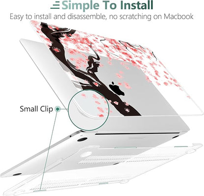 TWOLSKOO Compatible with MacBook Pro 13 inch Case 2023-2016 A2338 M2/M1 A2251 A2289 A2159 A1989 A1706, Plastic Hard Shell Cover & Keyboard Skin & Screen Protector, Cherry Blossoms