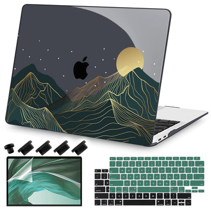 Teryeefi for MacBook Air M1 13 inch Case 2018 2019 2020 (Model A2337 A2179 A1932) with Touch ID & Retina, Printing Hard Shell Case + Keyboard Cover + Screen Protector, Landscape