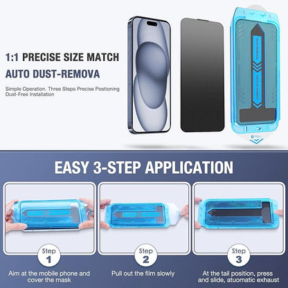 2-Pack Matte Privacy Screen Protector for iPhone 17 Pro 6.3-inch, 9H Tempered Glass, Full Coverage, Anti-Fingerprint, Auto Dust-Elimination, No Bubble, Easy Installation