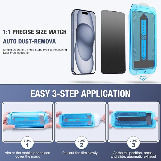 SIERDE 2-Pack Matte Privacy Screen Protector for iPhone 17, iPhone 16 Pro 6.3-inch,9H Tempered Glass, Full Coverage, Anti-Fingerprint, Auto Dust-Elimination, No Bubble, Easy Installation