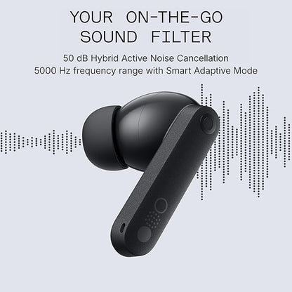 CMF Buds Pro 2 Hybrid 50db Noise Cancelling Earbuds, Hi-Res Audio with LDAC, 6 HD Mics Wireless Headphones, Smart Dial Design, Ultra Bass Technology, Bluetooth 5.4, 43H Playtime, Dark Grey