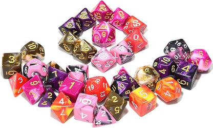 Assorted 5 Colors Polyhedral Dice Set for Dungeons and Dragons RPG Table Games with Black Drawstring Pouch