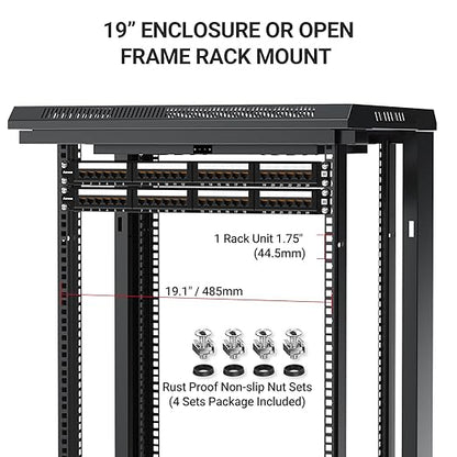 AMPCOM Premium Series CAT5/5e 24 Ports Patch Panel, Rack Mount - 1U, 19 inch, RJ45 Ethernet 568A 568B, 15u Gold Plated, with Rear Cable Support Bar