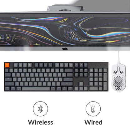 Keychron K10 Full Size Layout White LED Backlit Hot-Swappable Mechanical Keyboard for Mac Windows, Multitasking 104-Key Bluetooth Wireless/USB Wired Computer Keyboard with Keychron Super Brown Switch