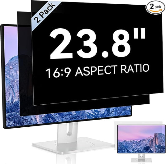[2 Pack] 23.8 Inch Computer Privacy Screen for 16:9 Aspect Ratio Widescreen Monitor, Eye Protection Anti Glare Blue Light Computer Monitor Privacy Filter, Removable Anti-Scratch 23.8in Protector