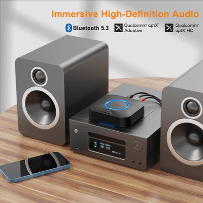 1Mii B06+ Bluetooth Receiver, Hi-Fi Wireless Audio Adapter, Bluetooth 5.3 Receiver with 3D Surround aptX HD aptX Low Latency for Home Music Streaming Stereo System