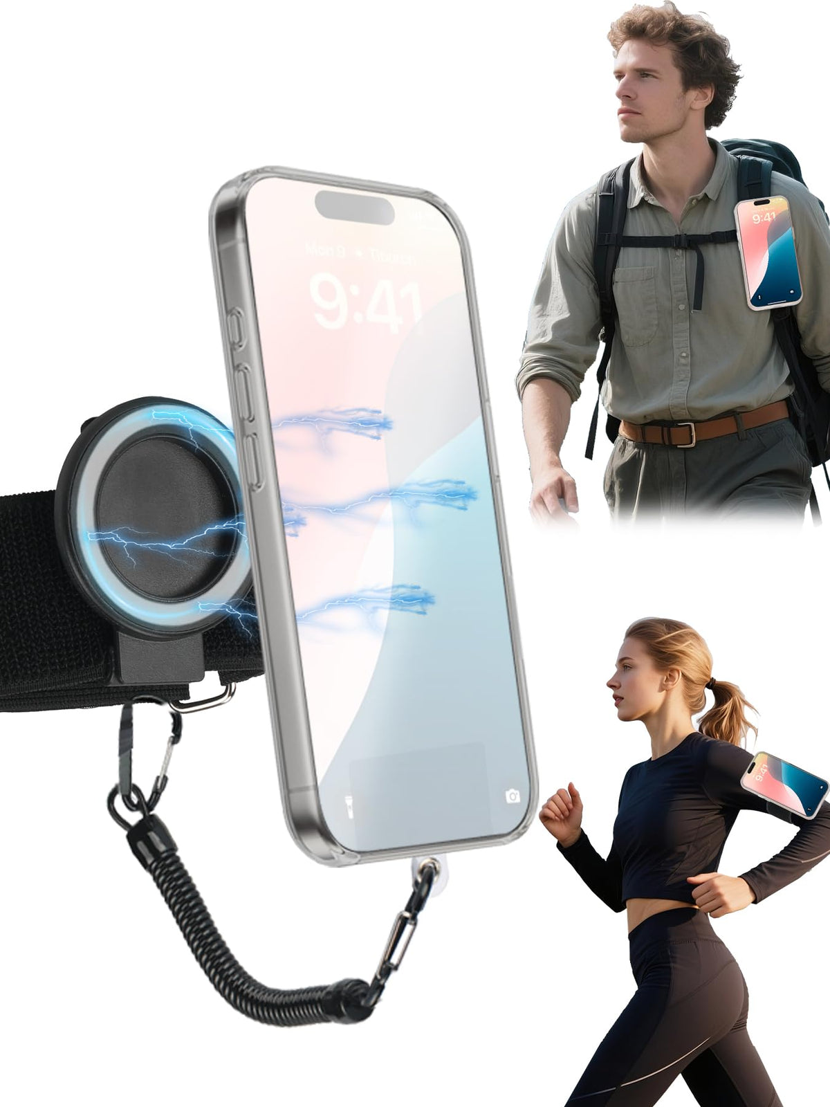 EralcNa Magnetic Belt Clip Universal Wrist/Backpack Phone Holder Mount for Running Hiking Traveling Tactical Gear Plate Carrier Accessories