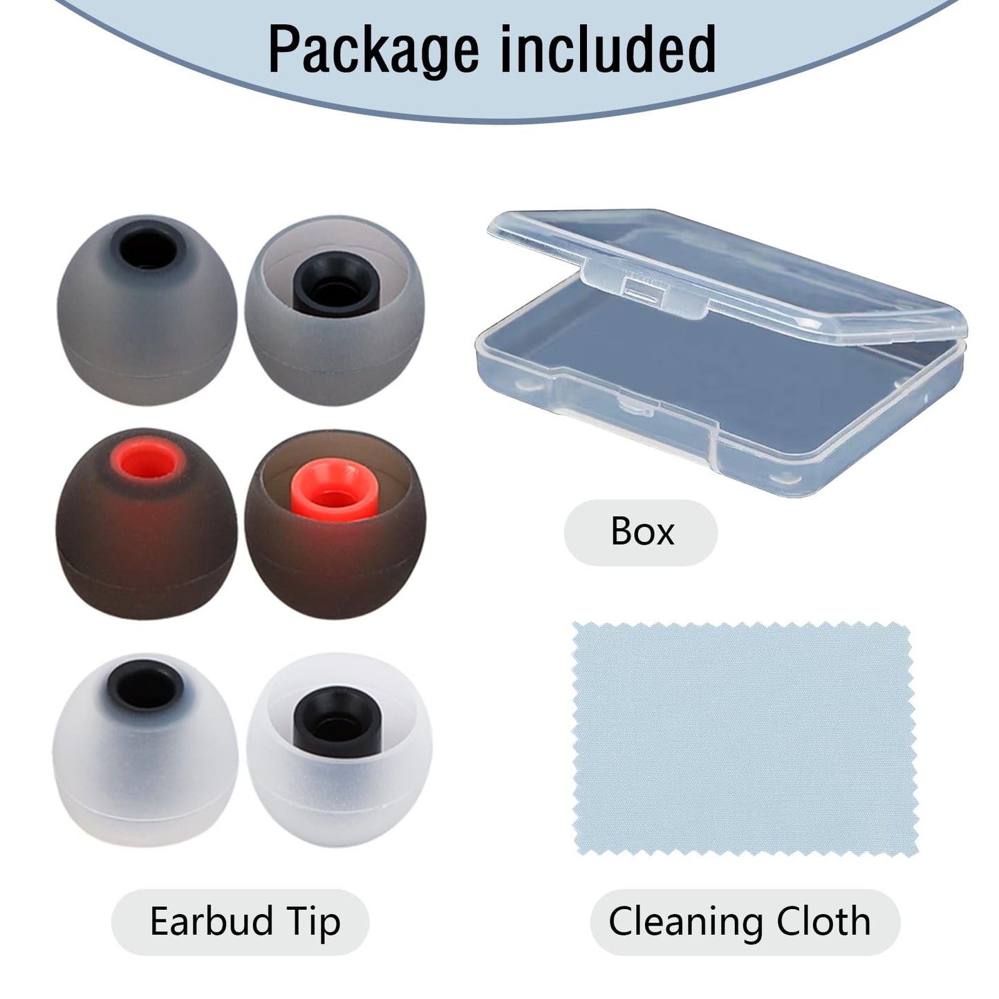 MMYQXI Silicone Earbud Tips - Fit for In-Ear Headphones (Inner Hole 3.8mm-5.1mm) - 9 Pairs S/M/L