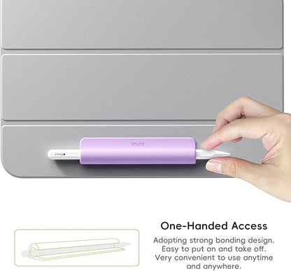 ELETIUO Silicone Pencil Holder Sleeve,Compatible with Apple Pencil (USB-C),Apple Pencil 1st/ 2nd Generation,Strong Adhesive Sticky Attached to iPad Case for Stylus Pens,Purple
