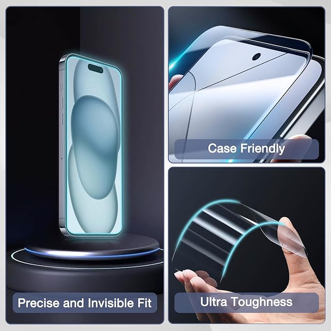 SIERDE 2-Pack Matte Privacy Screen Protector for iPhone 17, iPhone 16 Pro 6.3-inch,9H Tempered Glass, Full Coverage, Anti-Fingerprint, Auto Dust-Elimination, No Bubble, Easy Installation
