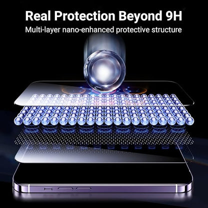 UltraGlass Unbreak Top 9H+ Glass for iPhone 14 Pro Max Screen Protector [12FT Military Grade Shatterproof & Longest Durable] Screen Protector 14 Pro Max Tempered Glass, Anti-fingerprint, 2 Packs