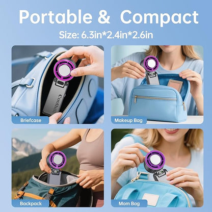 Handheld Portable Fan with Ice Cooler: 100-Speed 5500mAh Rechargeable Handheld Fan, 12H Time Hand Cooling Personal Fans with 20000 RPM Air Turbo Tech for Travel Outdoor Rose Red