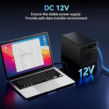 Aluminum 4 Bay 10Gbps Hard Drive Enclosure with Cooling Fan for 2.5“/3.5" SATA HDD/SSD with USB A/C 3.2 Gen 2, Support Hot Swappable,Tool-Free HDD Enclosure , DAS(NO RAID/NAS)