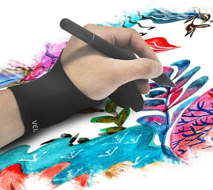 VEIKK Artist Glove for Drawing Tablet Free Size, 1 Unit for Left-Handed or Right-Handed- Black