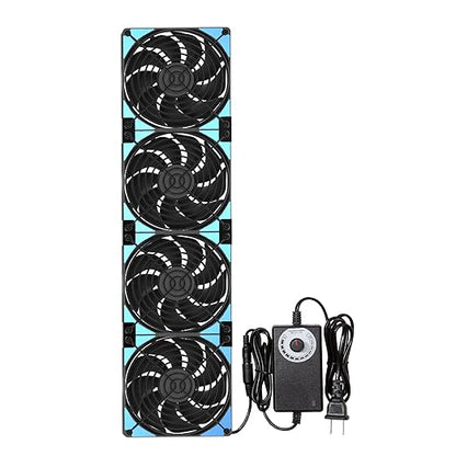 120mmx4 480mm Adjustable Computer PC Vent Fans 3-12V Speed Controller for Flexible Arrange Chicken Coop Rack Space Window Wall Cabinet Server Mining Rig Exhaust Cooling