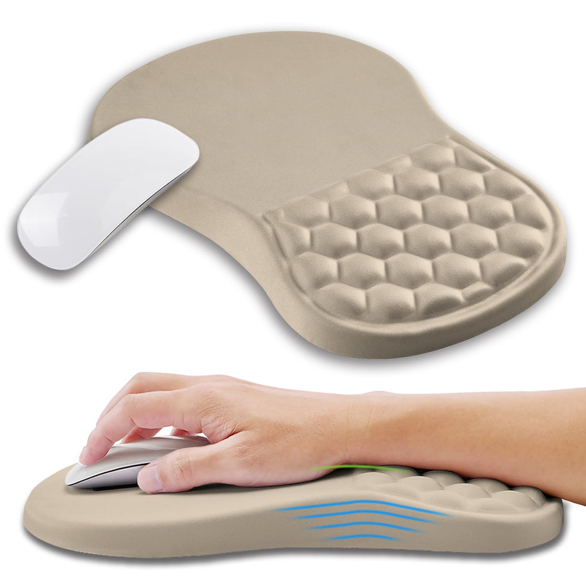 Kuosgm Ergonomic Mouse Pad Wrist Support with Memory Foam Massage Bulge, Carpal Tunnel Pain Relief Mousepad Wrist Rest for Mouse(12x8 inch, Pink Flowers)