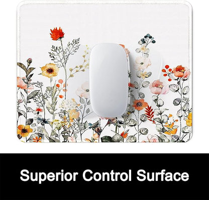 ITNRSIIET Mouse Pad with Stitched Edge Premium Textured Smooth Precise Operation Waterproof Washable Non-Slip Rubber Base Desktop Protection Mat, 10.2×8.3×0.12 inches, Wildflowers
