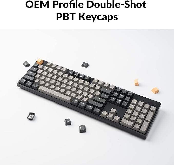 Keychron C2 Pro Wired Custom Mechanical Keyboard Full Size Layout QMK/VIA Programmable Macro White Backlit with Keychron K Pro Brown Switch OEM Profile Double-Shot PBT Keycaps for Mac Windows Linux