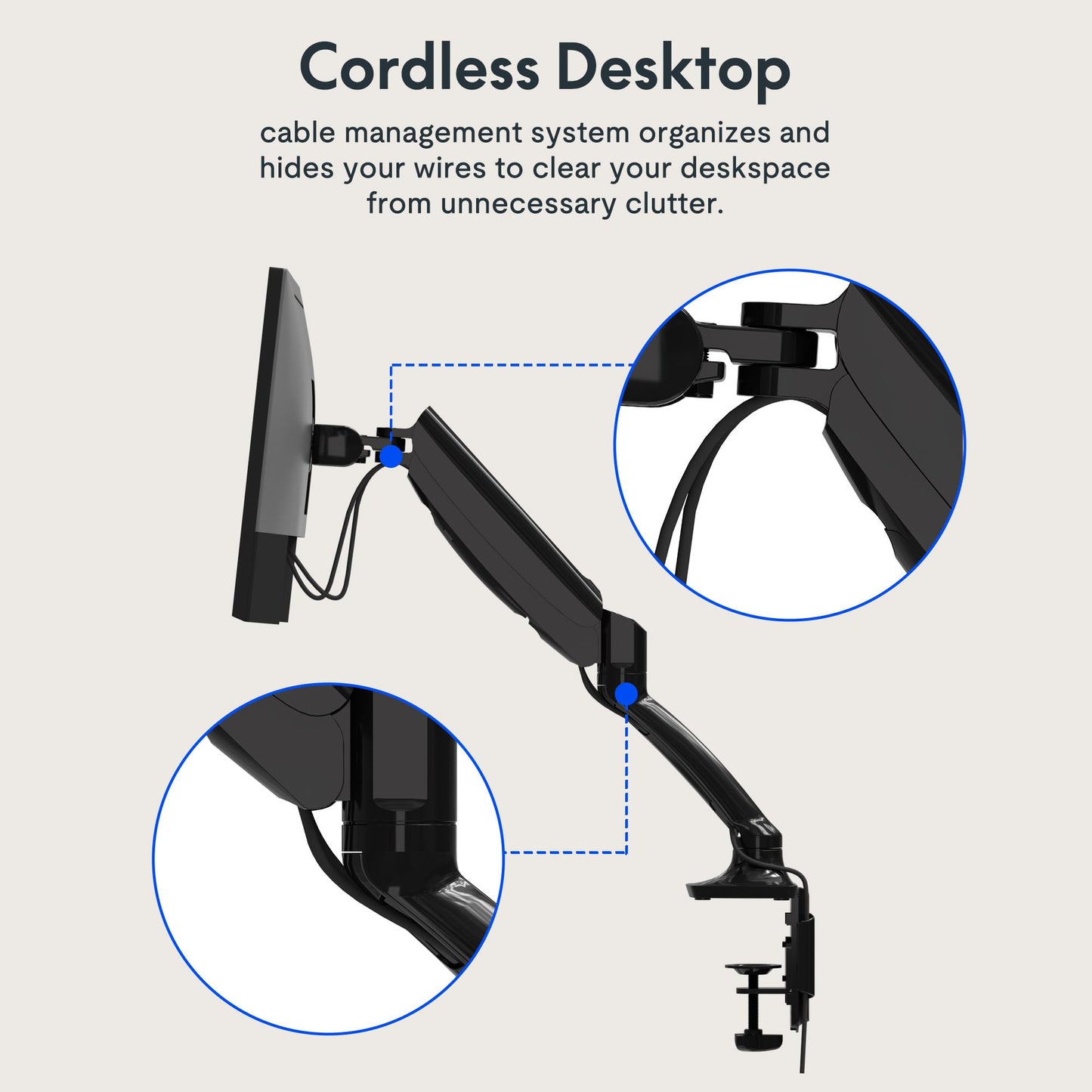 FlexiSpot Single Monitor Stand - Adjustable Spring VESA Mount with C Clamp for 17 to 30 Inch Computer Screens - Heavy Duty Monitor Arm Holds up to 3.3 to 11lbs