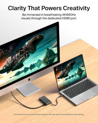 Belkin USB C Hub, 5-Port Hub w/ 4K HDMI Display @ 60Hz, 100W Power Delivery, Fast Data Transfer 10Gbps, USB C Multiport Adapter - Compatible with MacBook, iPad Pro, Chromebook, & More