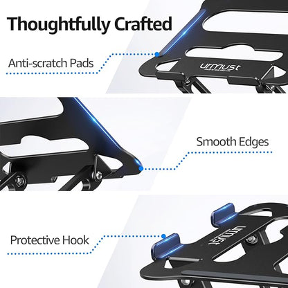 Urmust Laptop Notebook Stand Holder Adjustable Laptop Stand Portable Computer Riser Compatible with MacBook Air Pro HP Dell XPS Lenovo All Laptops 10-15.6"(Black)