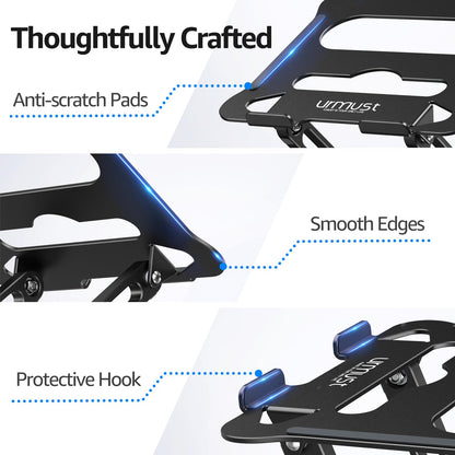 Urmust Adjustable Laptop Stand for Desk, 10-15.6“ Laptop Riser, Black