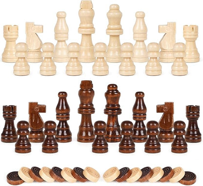 3-in-1 Wooden Chess, Backgammon Set and Checkers Set- 12 Inch Portable Board Game for Kids and Adults, Classic Strategy Game with Durable Chess Pieces Perfect for Travel Family Game Educational Games