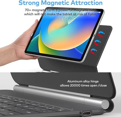 Keyboard Case for iPad 10th Generation 2022 & 11th (A16, 2025) – Magic-Style Keyboard with Multi-Touch Trackpad – Floating Cantilever Stand – Magnetic Case for iPad 10.9 inch 10th / 11th Gen.