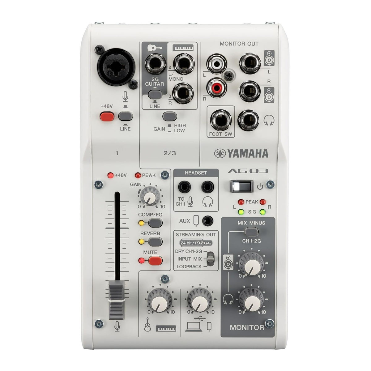 Yamaha AG06MK2 White 6-Channel USB-C Audio Interface & Live Streaming Mixer