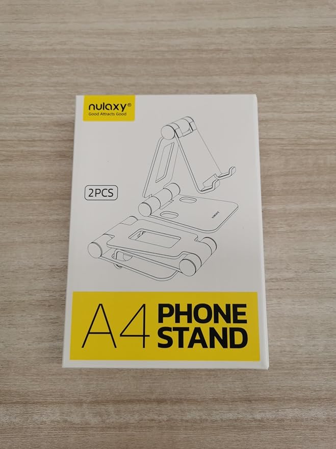 Nulaxy 2 Pack Dual Folding Cell Phone Stand, Fully Adjustable Foldable Desktop Phone Holder Cradle Dock Compatible with iPhone 17 16 15 14 13 12 11 Pro Max Xs Xr X 8, All Phones, Black & Silver