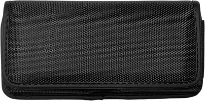 Nylon Cell Phone Holster for Nokia G100, G400, OnePlus 10, 9, 8T, 7T Pro, N100, N200 5G, AT&T Maestro 3, TCL 30V - Horizontal Case Canvas Waist Carrying Pouch with Belt Clip/Loops, Black