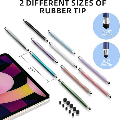 Stylus Pen for Touchscreen 10Pcs, 2-in-1 High Sensitivity & Precision Stylists pens, Stylus Pen for iPad/iPhone/Samsung/Android Tablets and Universal Capacitive Touch Screen (White)