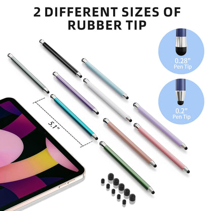 Stylus Pen for Touchscreen 10Pcs, 2-in-1 High Sensitivity & Precision Stylists pens, Stylus Pen for iPad/iPhone/Samsung/Android Tablets and Universal Capacitive Touch Screen (Colorful)