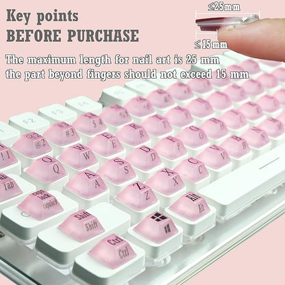 80 Pcs Keyboard Sticker for Long Nails Typing and Gaming, Symbolic and Alphanumeric Sticky Silicone Keys for Keyboards and Laptop (Purple)