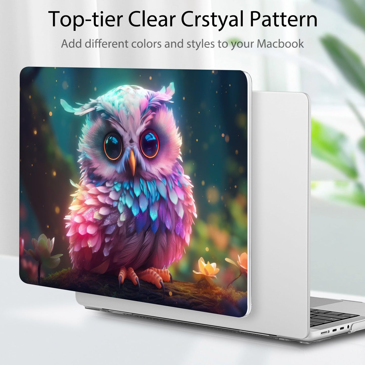 Tuiklol for MacBook Pro 14 Inch Case 2026 2025 2024 2023 2022 2021 Release M5/M4/M3/M2/M1 A2442 Pro/Max,Hard Shell Case with Screen Protector for Touch ID, Rainbow owl