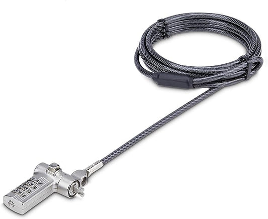 StarTech.com Universal Laptop Cable Lock 6.6ft (2m), Serialized Security Cable, Compatible with Noble Wedge/Nano/K-Slot; TAA