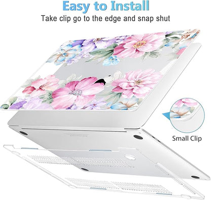 Mektron for MacBook Pro 16 inch Case 2020 2019 Release A2141, Soft Touch Plastic Laptop Case Pro 16-inch with Touch Bar & ID, Illustration Flower