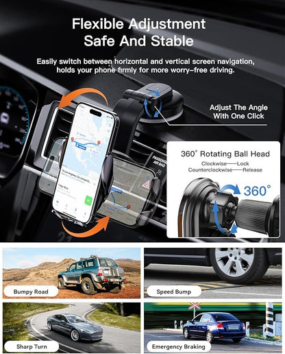 Wireless Car Charger, ESSAGER 15W Fast Charging Car Phone Holder Mount Auto Clamping Cell Phone Stand for iPhone 15 14 13 12 11 Pro Max, Samsung Galaxy S23 S22 S21