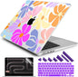 DONGKE for M4 MacBook Pro 16 Inch Case 2024 2023 2021 A3403 A3186 M3 A2991 M2 A2780 M1 A2485 Pro/Max Chip, Plastic Hard Shell Case & Keyboard Cover for Mac Pro 16 with Touch ID, Power Florals